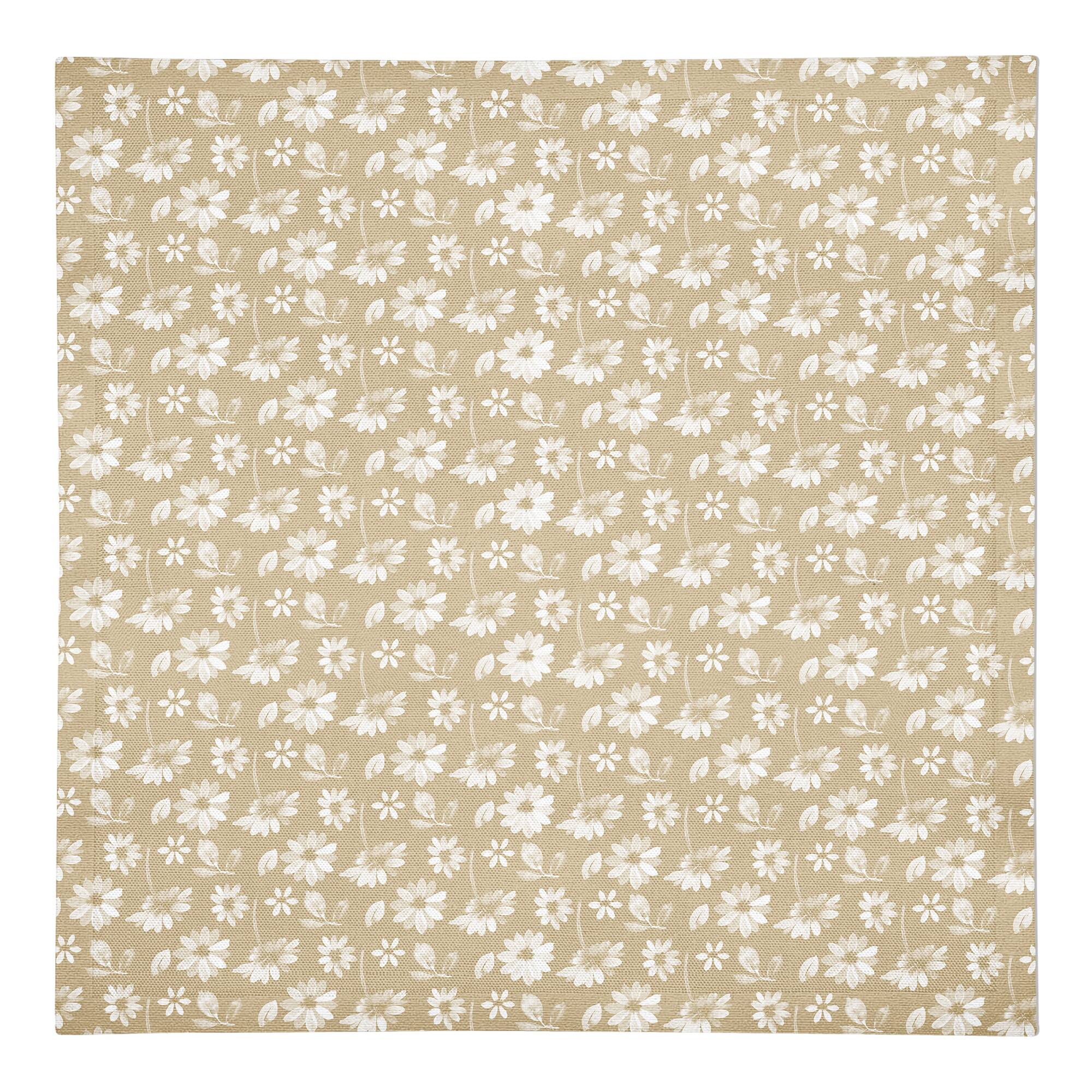 Cream and White Florals Cotton Twill Napkin